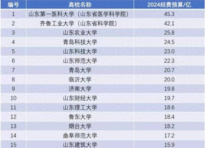 山东高校2024年办学经费排名：最高45.3亿，山东师范大学排第6-1